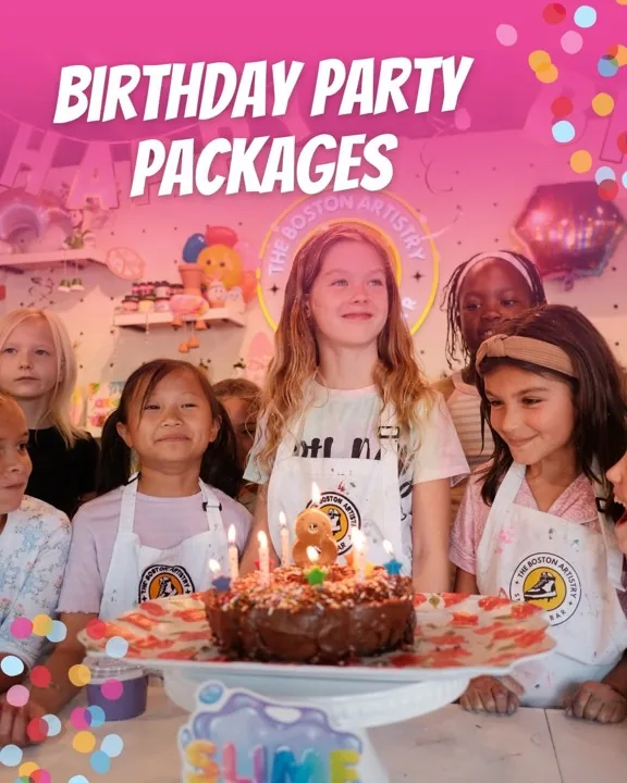 The Boston Artistry party packages carousel, a swipe-to-book format